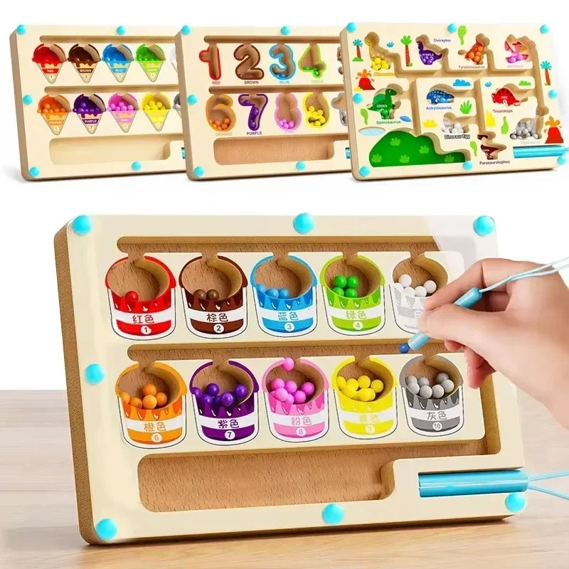 Labirinto Magnético de Cores – Coordenação Motora e Sensorial | Madeira e Montessori