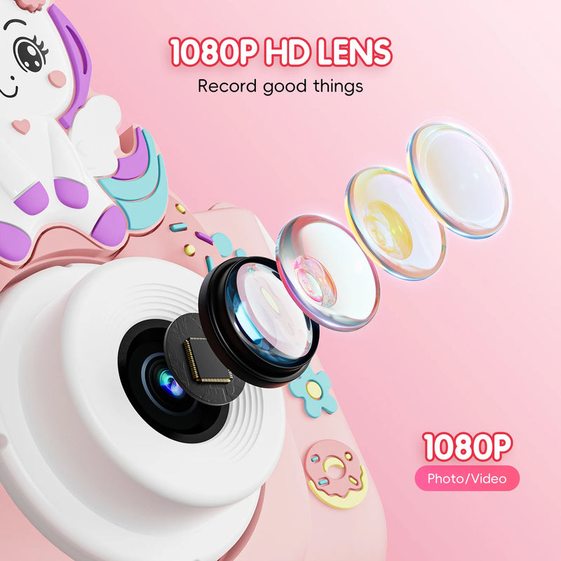 Câmera Digital Infantil com Dupla Lente, cartão 32GB – Fotos, Vídeos, Selfies e Jogos
