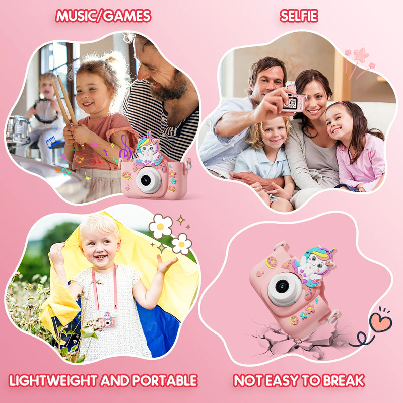 Câmera Digital Infantil com Dupla Lente, cartão 32GB – Fotos, Vídeos, Selfies e Jogos