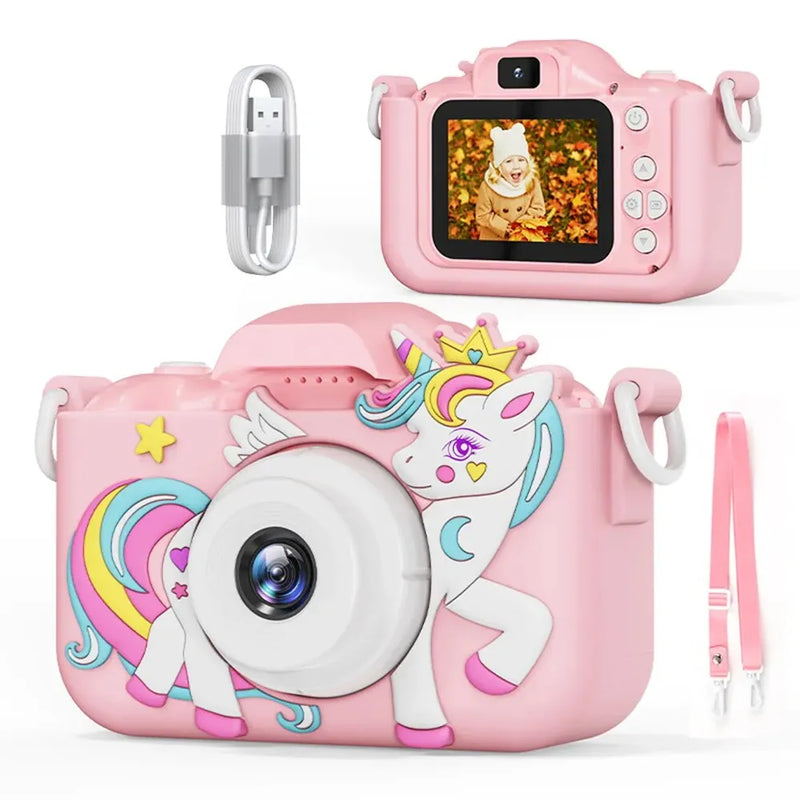 Mini Câmera Infantil com Dupla Lente, Zoom 8x e Vídeo 1080P – Câmera Criativa para Crianças
