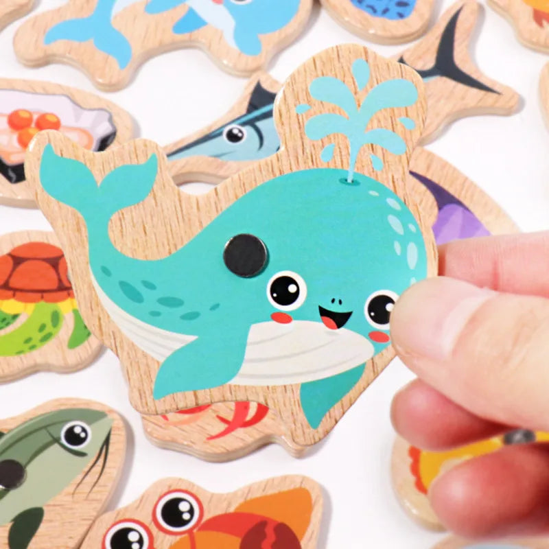 Jogo de Pesca Magnético Oceano – Brinquedo Educativo de Madeira para Crianças