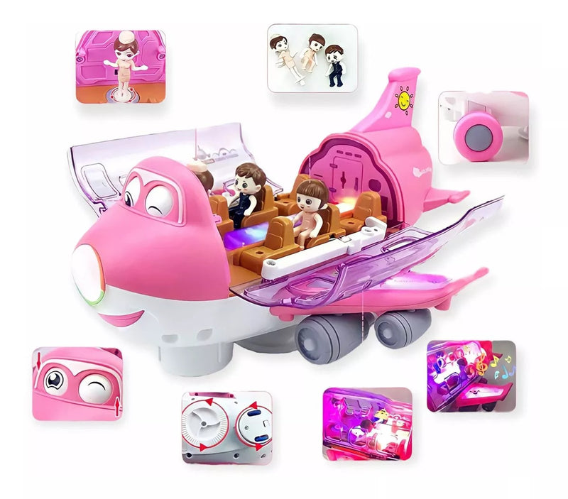 Avião Mágico 360° Infantil com Luzes, Música e Peças Removíveis